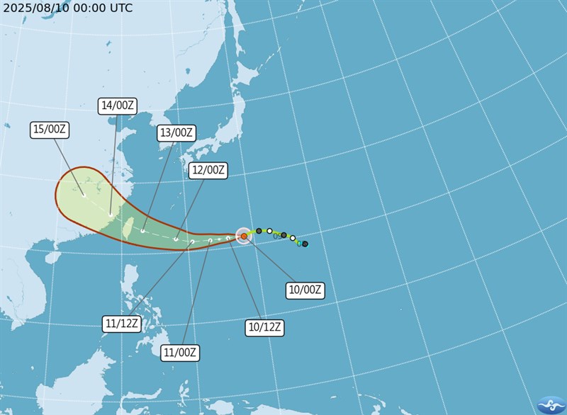 Graphic: CWA (UTC is 8 hours behind Taipei time)