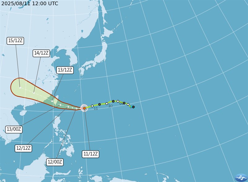 Graphic: CWA (UTC is 8 hours behind Taipei time)