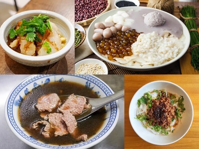 Photo courtesy of Michelin Guide (top left), A-ba's Taro Ball’s Facebook page (top right), Bebu's Facebook page (bottom left), and Michelin Guide (bottom right)