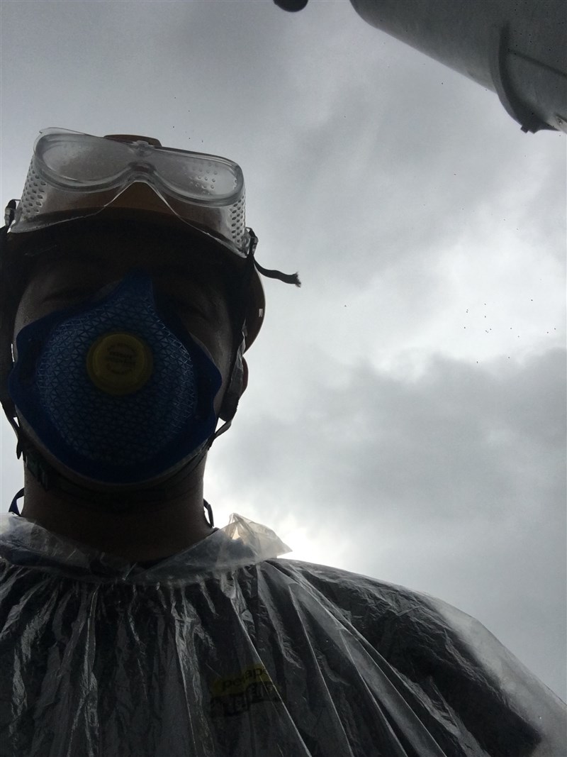 Ivan Choi takes a selfie while preparing for clashes with police during the 2019 Hong Kong mass protests, wearing gear to protect against tear gas and pepper spray. Photo courtesy of Ivan Choi Aug.22, 2025