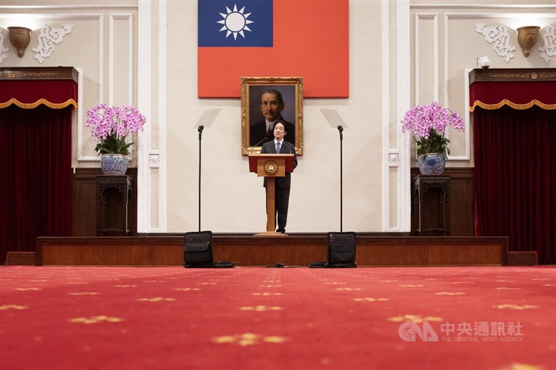 President Lai Ching-te speaks in Taipei on Saturday. CNA photo Aug. 23, 2025