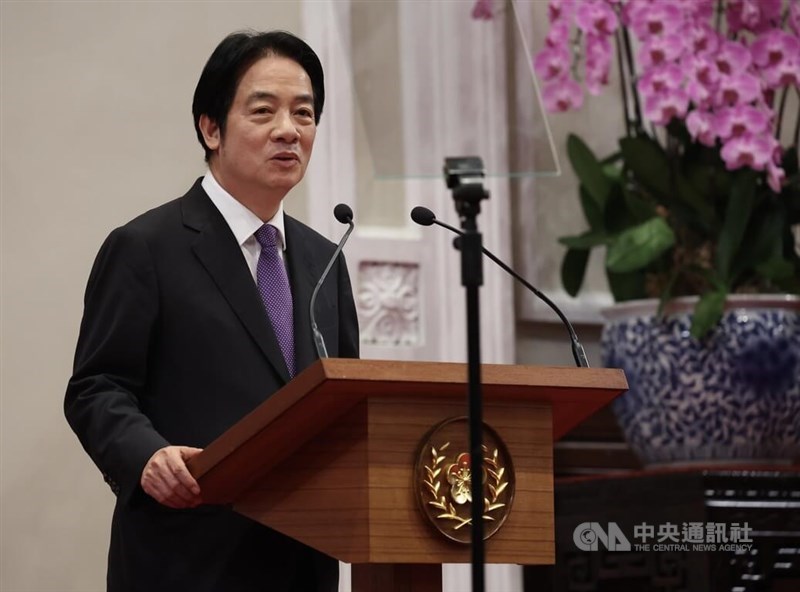 President Lai Ching-te speaks in Taipei on Saturday. CNA photo Aug. 23, 2025