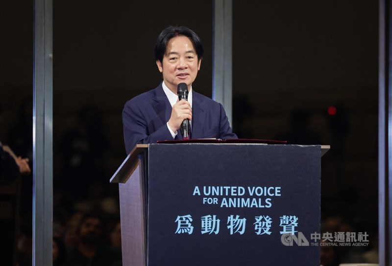 President Lai Ching-te speaks at an international animal welfare conference in Taipei on Tuesday. CNA photo Aug. 26, 2025