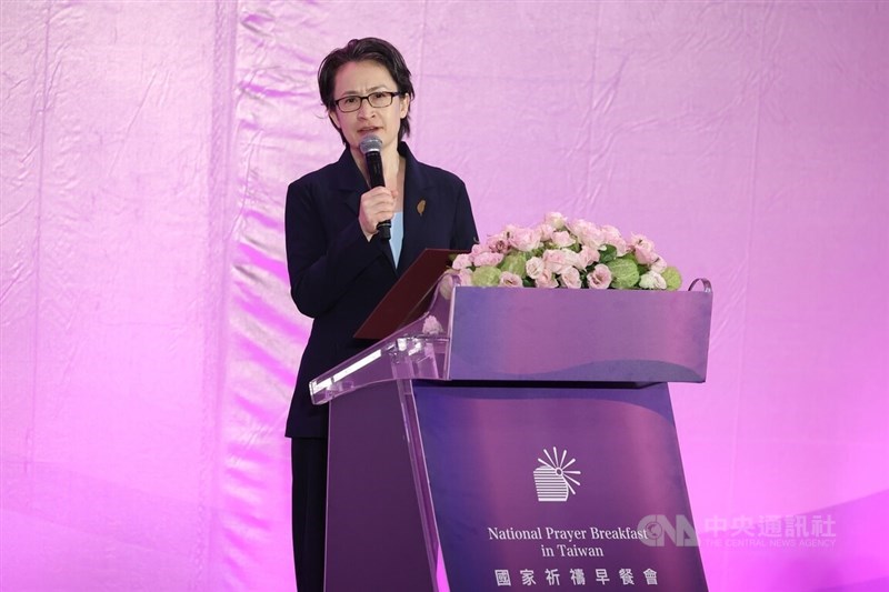 Vice President Hsiao Bi-khim speaks in the 2025 National Prayer Breakfast in Taipei on Friday. CNA photo Aug. 29, 2025