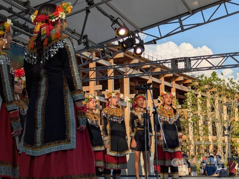 The Puzangalan Children's Choir perform at the Expo 2025 Osaka on Thursday as part of the "A Ritual of Gratitude Before the Temple" show. CNA photo Aug. 29, 2025