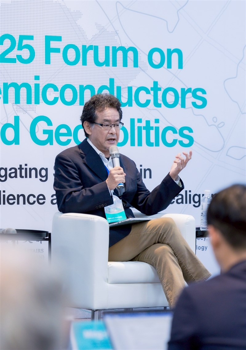 Satoshi Inomata, senior chief researcher at the Institute of Developing Economies in Japan, speaks at a forum held by Research Institute for Democracy, Society and Emerging Technology in Taipei on Tuesday. Photo courtesy of DSET Sept. 9, 2025