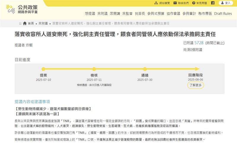 Screenshots of the public policy participation website