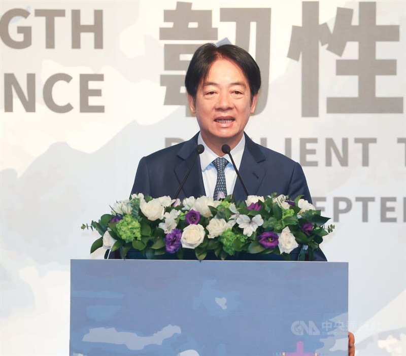 President Lai Ching-te speaks in a forum in Taipei on Saturday. CNA photo Sept. 20, 2025