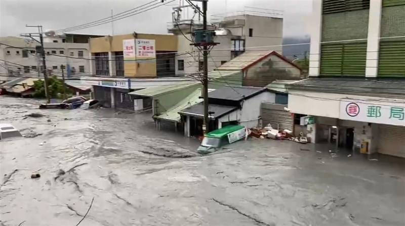 A view of the flooded Guangfu Township, Hualien County, on Tuesday. Photo courtesy of a private contributor Sept. 23, 2025