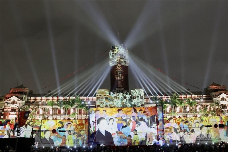 A view of the Presidential Office light show in 2023. CNA file photo