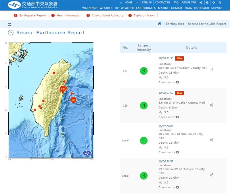 Screenshot from the CWA