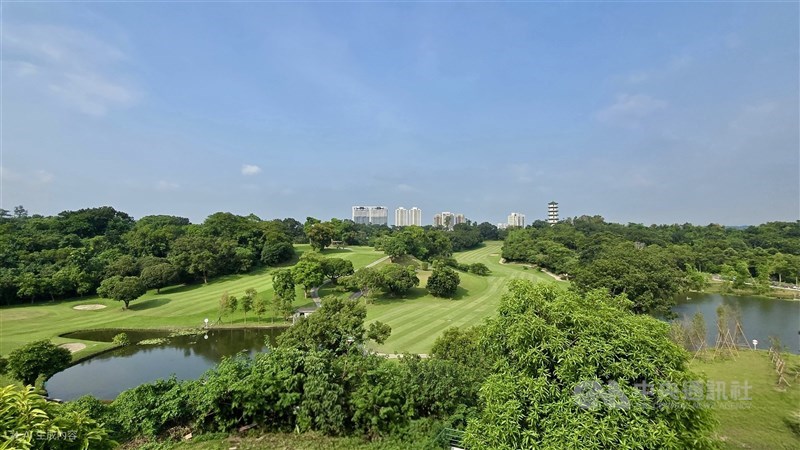 A meadow with lush trees and ponds in Kaoshiung's Green Park stretches to the horizon on Thursday. CNA photo Oct. 9, 2025