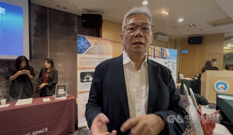 Wang Chun-chieh, deputy director general of the science park bureau, speaks to reporters in Taichung on Wednesday. CNA photo Oct.29, 2025