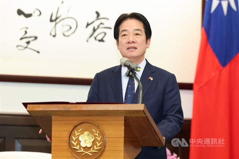 President Lai Ching-te speaks at a meeting with a delegation led by U.S. Senator Ruben Gallego at the Presidential Office on Friday. CNA photo Jan. 23, 2026