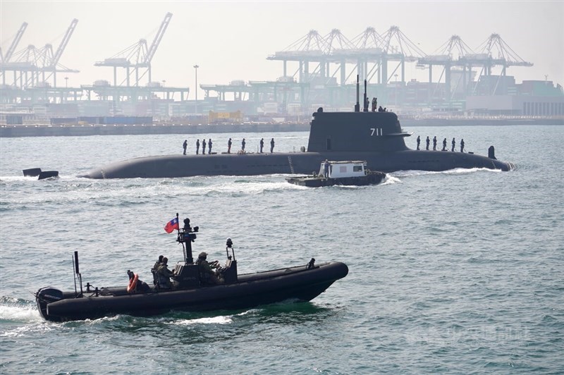 The Narwhal its begin its first-ever submerged tests on Thursday, chaperoned by a military speedboat. CNA photo Jan. 29, 2026