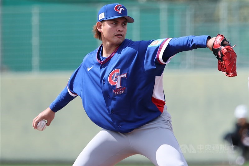 Pitcher Zhang Chun-wei. CNA photo March 3, 2026