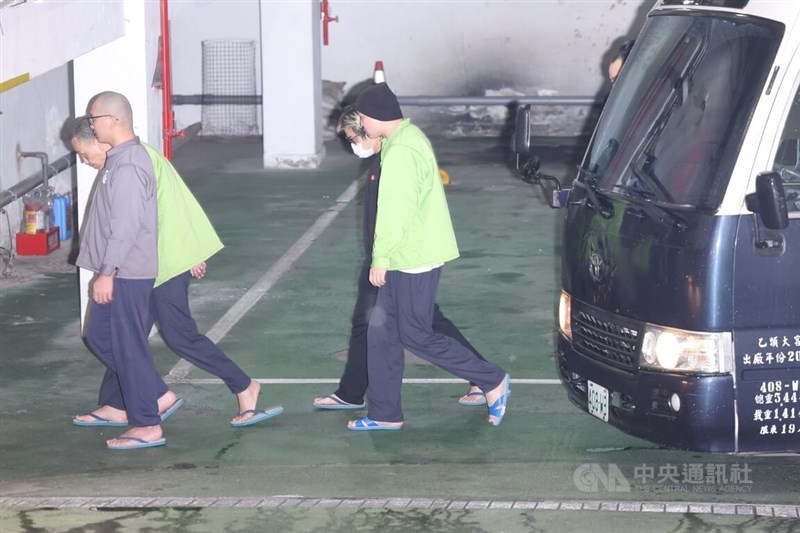 Suspects of a money laundering case linked to the Cambodia-based Prince Holding Group arrive at Taipei District Court on Wednesday. CNA photo March 4, 2026