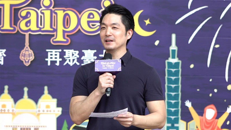 Taipei Mayor Chiang Wan-an speaks at the opening ceremony of the “2026 Eid al-Fitr in Taipei” event on Sunday. CNA photo March 22, 2026