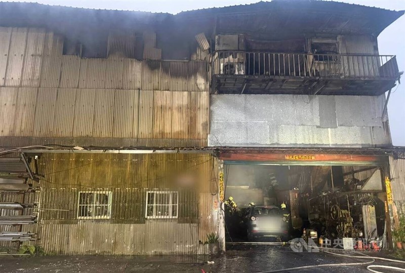 The corrugated metal factory in Taipei’s Nangang District after the early Saturday fire. Photo courtesy of local authorities