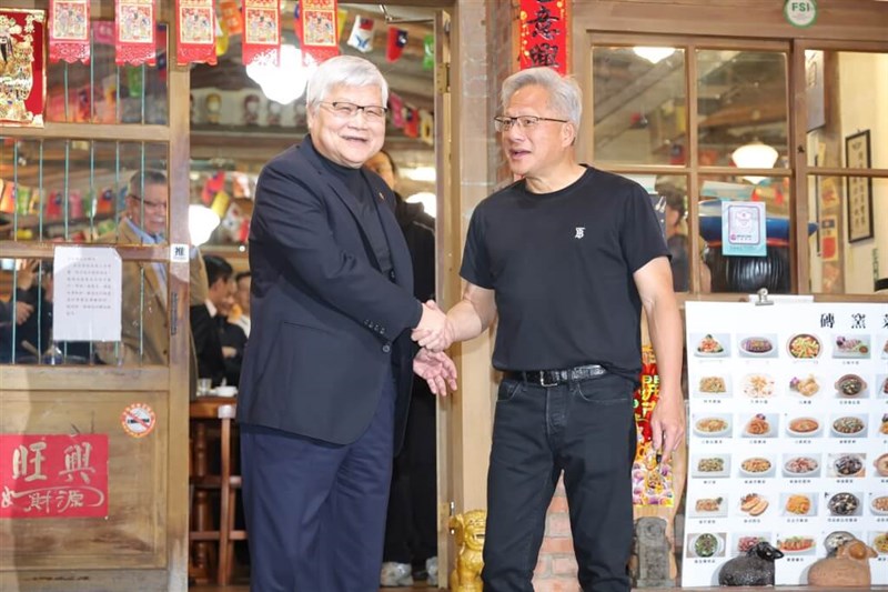 TSMC Chairman and CEO C.C. Wei (left) and Nvidia founder and CEO Jensen Huang. CNA file photo