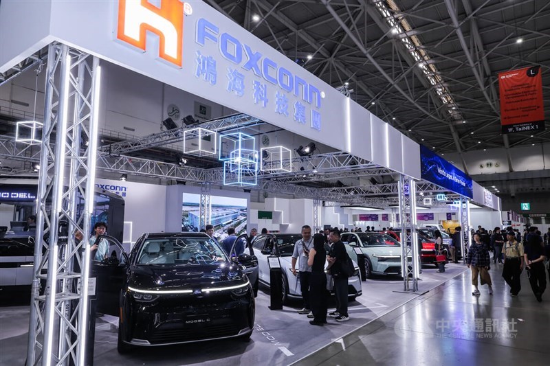 Taiwan manufacturer Hon Hai Precision Industry Co. displayed their electric automobiles in an exhibition in Taipei in April. CNA file photo