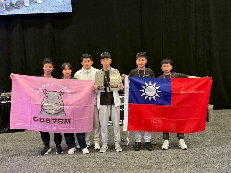 Taiwan's Happy Hippo team from Fancy Robotics International, who won the middle school division's Innovate Award. Photo courtesy of the Taipei Economic and Cultural Office in Denver