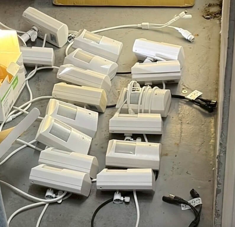 Security alarm-shaped devices with concealed cameras are confiscated by Taichung authorities during recent probes at the city's Saint Eir clinics. Photo courtesy of Taichung City Government May 15, 2026