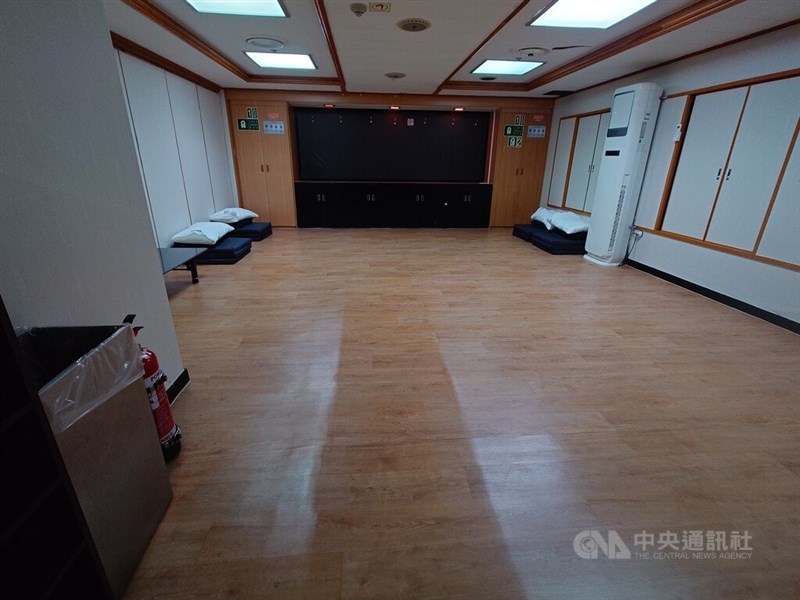 A dormitory-style rooms for four to 15 passengers on board the Yaima Maru. CNA photo May 28, 2026