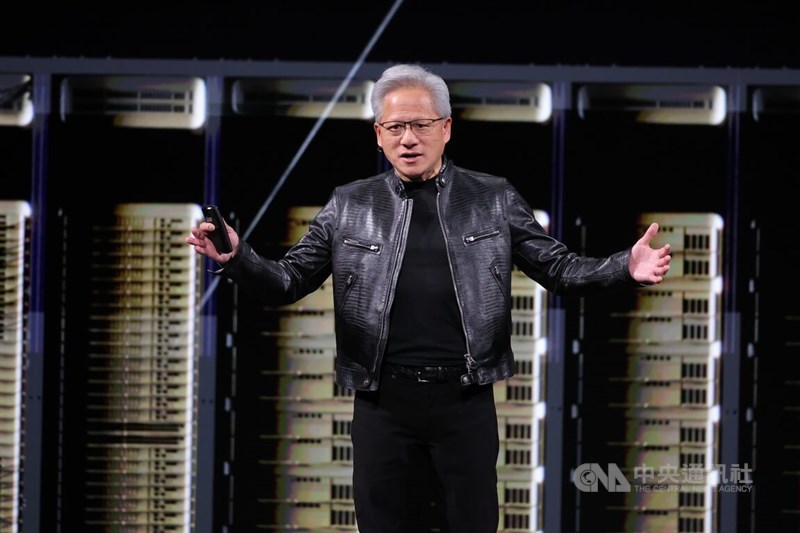 Nvidia Corp. founder and CEO Jensen Huang speaks at Nvidia GTC Taipei on Monday. CNA photo June 1, 2026