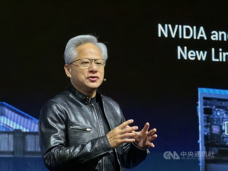 Nvidia Corp. founder and CEO Jensen Huang speaks to international media in Taipei on Tuesday. CNA photo June 2, 2026