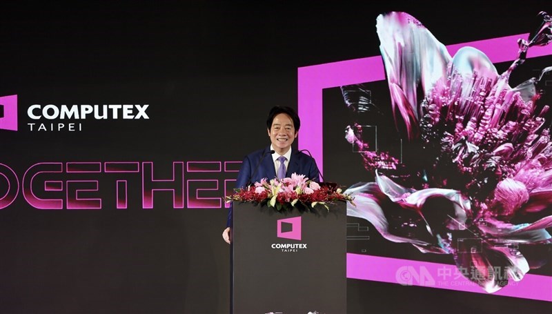 President Lai Ching-te delivers a speech Tuesday at the opening of Computex Taipei. CNA photo June 2, 2026