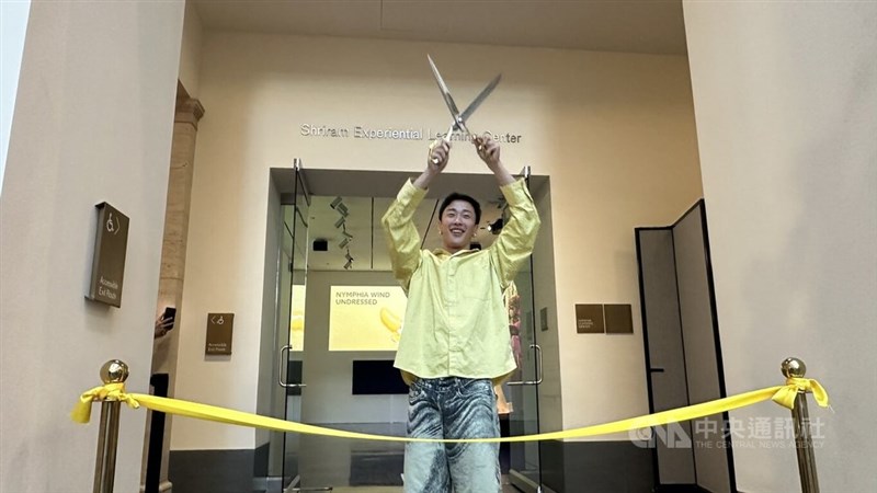 Nymphia Wind opens an exhibition featuring gowns she worn at San Francisco's Asian Art Museum Thursday. CNA photo June 12, 2026