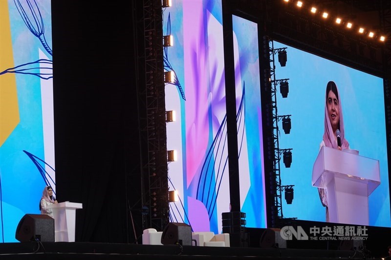 Malala Yousafzai speaks at the Rotary International Convention in Taipei on Tuesday. CNA photo June 16, 2026