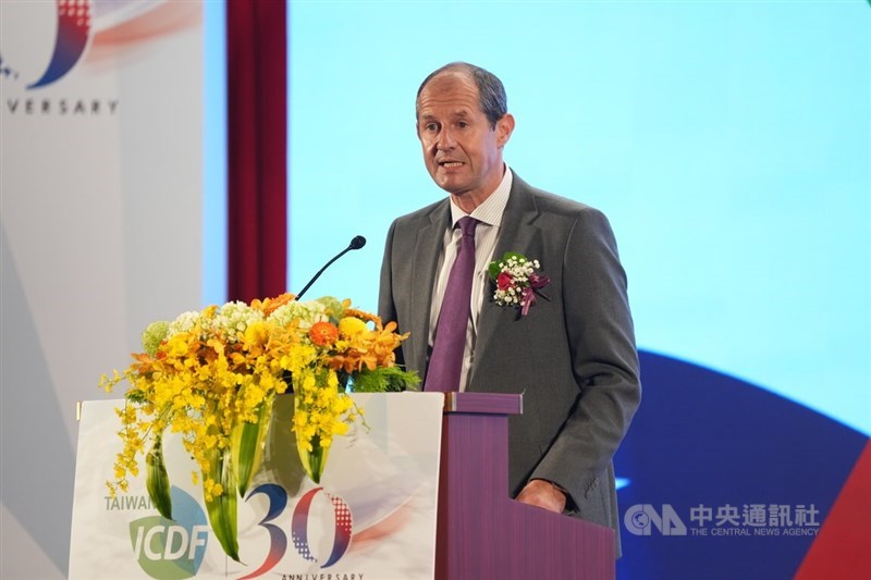 European Union Representative to Taiwan Lutz Güllner speaks at a ceremony marking the 30th anniversary of the TaiwanICDF at the Grand Hotel Taipei on Wednesday. CNA photo July 1, 2026