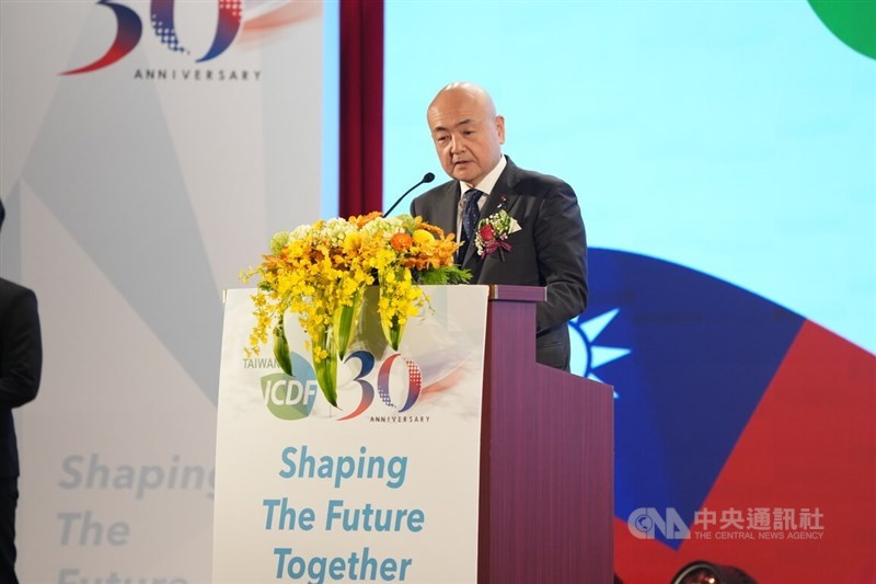 Japan's top envoy to Taiwan Kazuyuki Katayama speaks at a ceremony marking the 30th anniversary of the TaiwanICDF at the Grand Hotel Taipei on Wednesday. CNA photo July 1, 2026