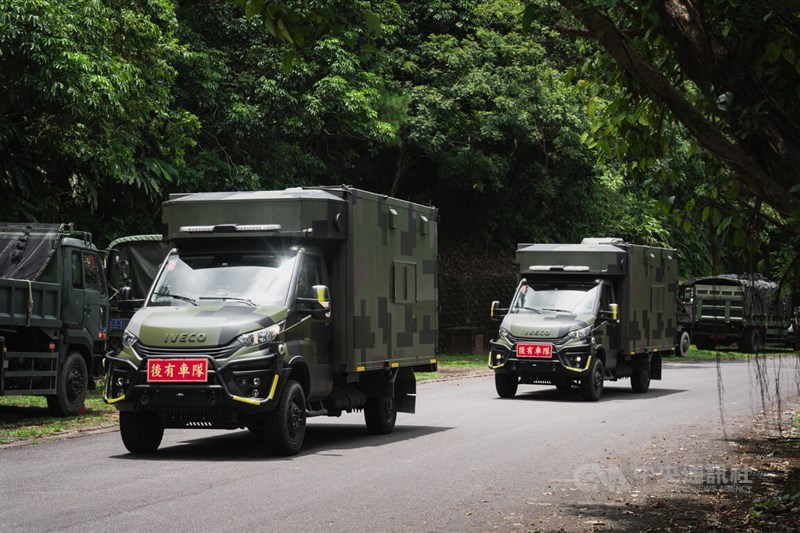 Marine Corps field ambulances arrive in the Taipei metropolitan area on Monday. CNA photo July 13, 2026