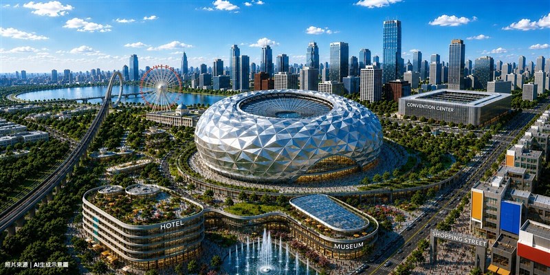 An AI-generated rendering of the proposed New Taipei Dome. Photo courtesy of the New Taipei City Government