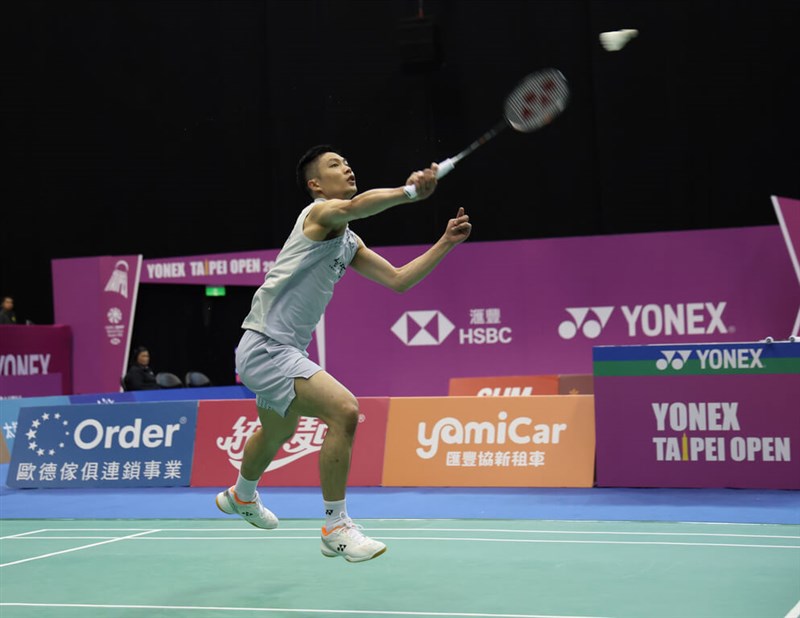 Taiwanese badminton star Chou Tien-chen at the semifinals of the 2026 Taipei Open. CNA photo Aug. 1, 2026
