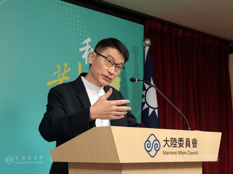 MAC deputy head and spokesperson Liang Wen-chieh speaks at a regular news briefing in Taipei on Thursday. CNA photo Aug. 6, 2026