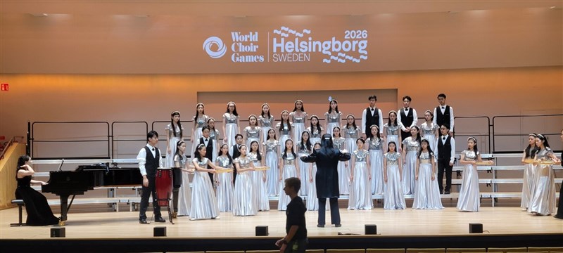 New Taipei City Junior Choir performs at the 14th World Choir Games in Helsingborg, Sweden, on Monday. Photo courtesy of New Taipei City Junior Choir