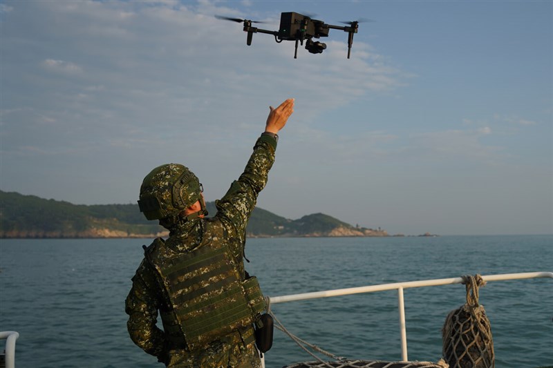 Taiwanese military service member operates a drone. Photo courtesy of the Army Matsu Defense Command
