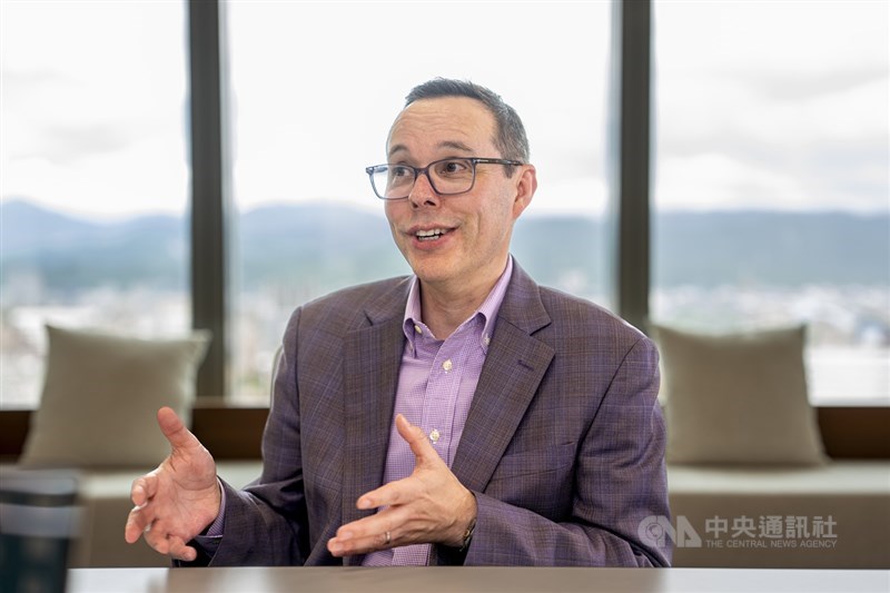 Alistair Speirs speaks during an exclusive interview with CNA at the company’s Taipei office on Tuesday. CNA photo Sept. 1, 2026