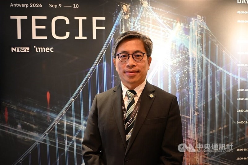 Tsai Hung-yin, president of the National Institutes of Applied Research, poses for a photo during the Taiwan-Europe Chip Innovation Forum (TECIF) in Antwerp on Wednesday. CNA photo Sept. 10, 2026