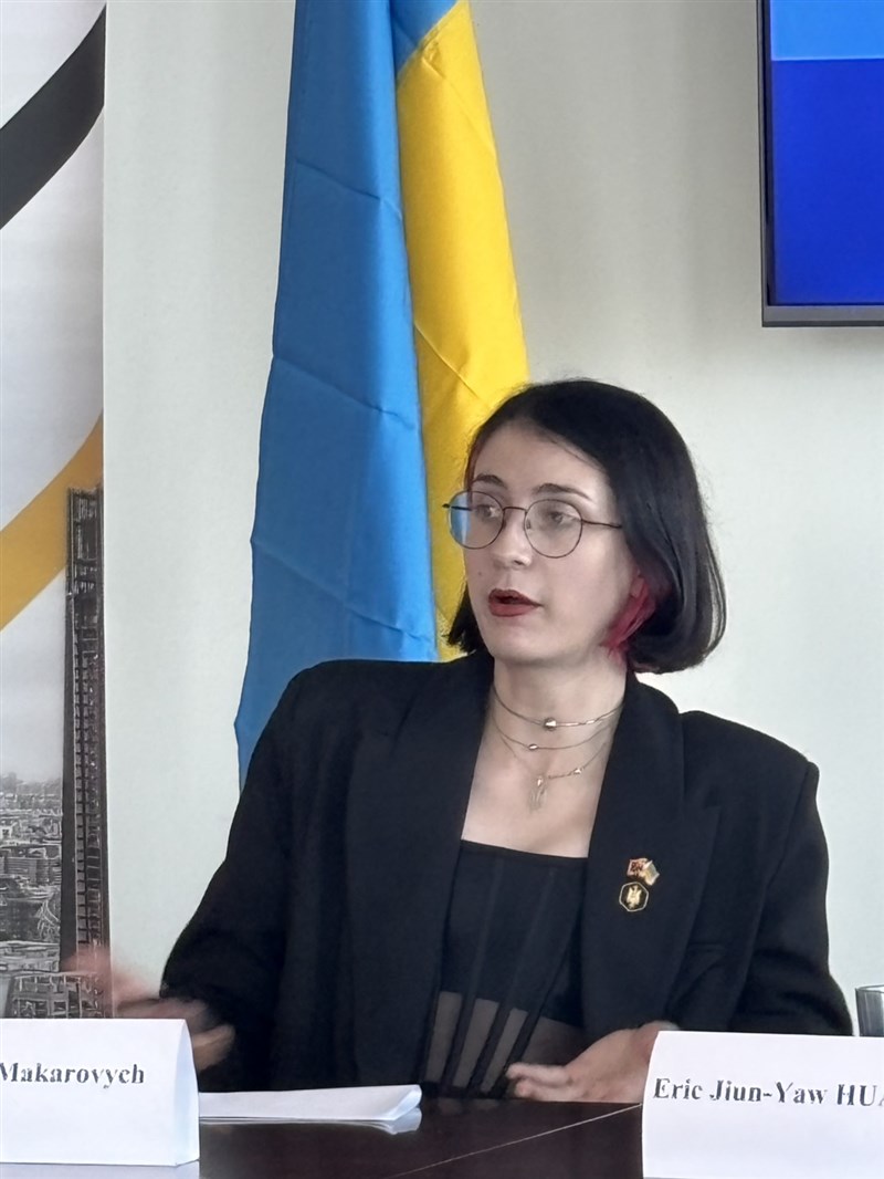Mariia Makarovych, head of the East Asian Office of the Liberal Democratic League of Ukraine, speaks at a Taipei forum
