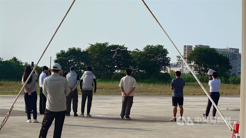 Members of the North America Taiwan UAV Association learn how to operate a drone at a research and development center in Chiayi County on Friday. CNA photo Sept. 18, 2026