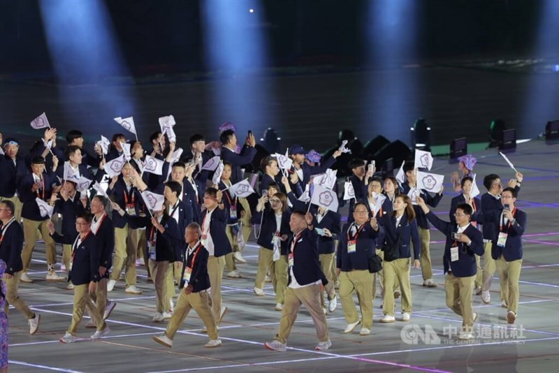 Taiwanese athletes enter the stadium during the opening ceremony. CNA photo Sept. 19, 2026
