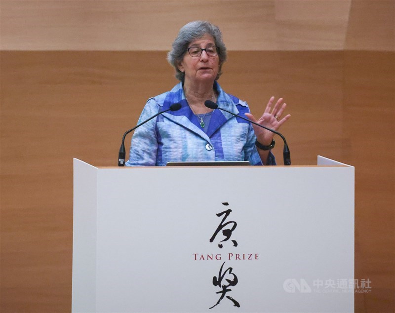 Tang Prize laureate Susan Solomon gives a lecture on her research in Taipei on Saturday. CNA photo Sept. 19, 2026