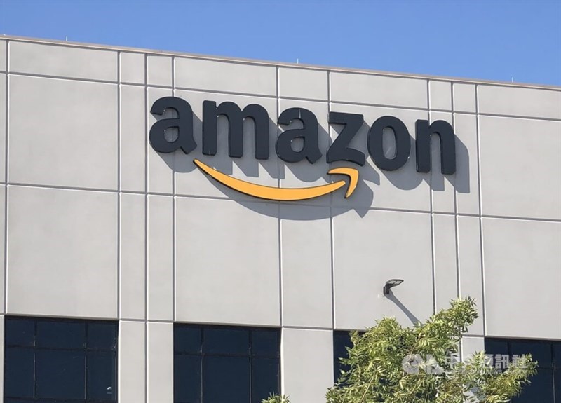 An Amazon logo is displayed on a building. CNA file photo