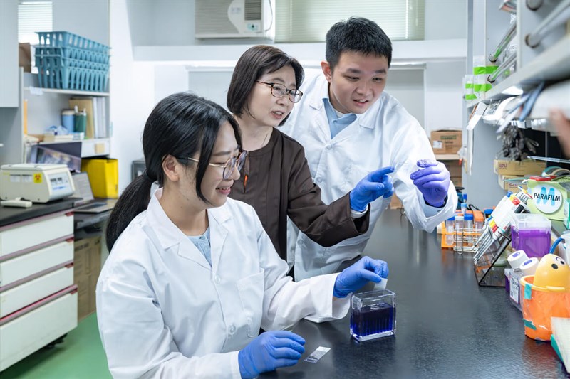 National Tsing Hua University professor Chen Linyi (center) poses with her research team. Photo courtesy of NTHU 