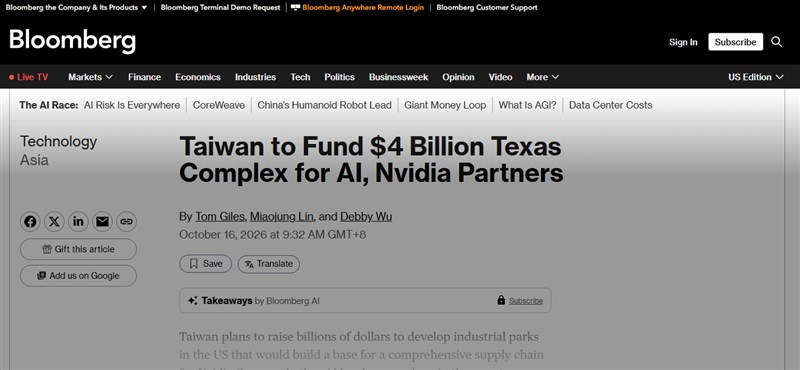 Screenshot from Bloomberg